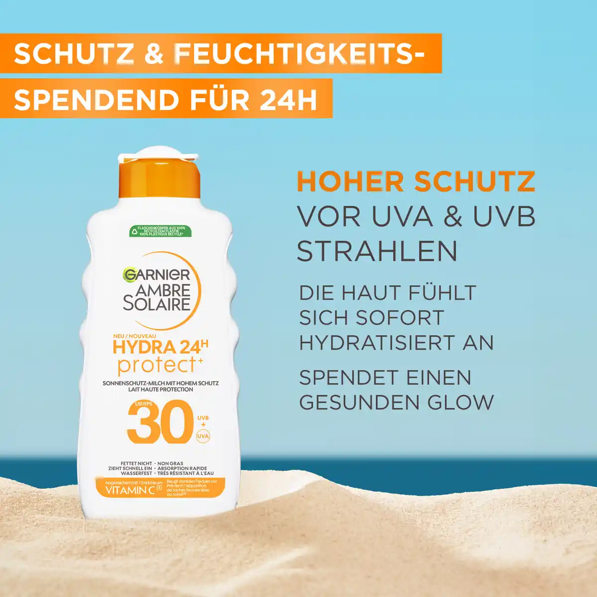 Bild 3 von Garnier Ambre Solaire Hydra Protect Sonnenschutz-Milch 24h LSF 30, 175 ml