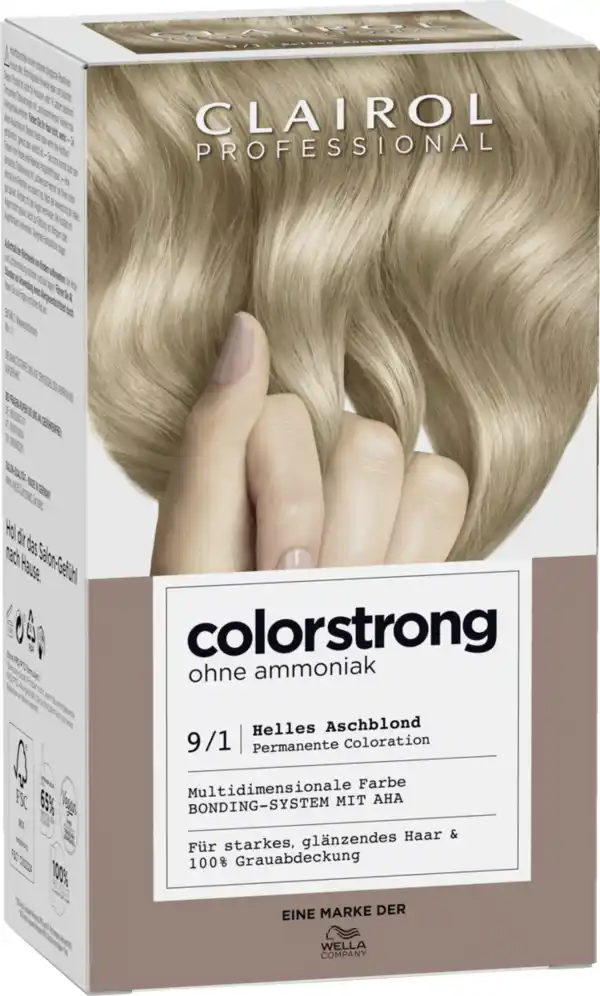 Bild 2 von Clairol Professional Colorstrong permanente Haarfarbe 9/1 Helles Aschblond