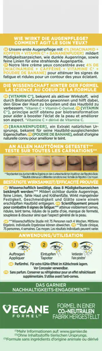 Bild 2 von Garnier SkinActive Vitamin C* Glow Booster Anti-Müdigkeits Augencreme, 15 ml