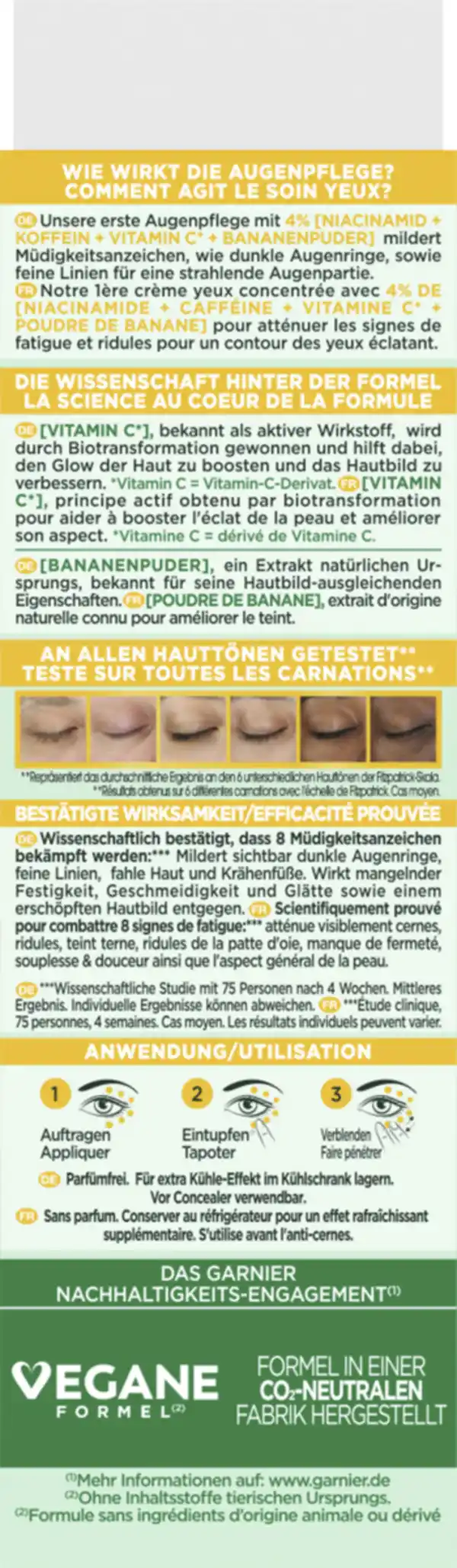 Bild 2 von Garnier SkinActive Vitamin C* Glow Booster Anti-Müdigkeits Augencreme, 15 ml