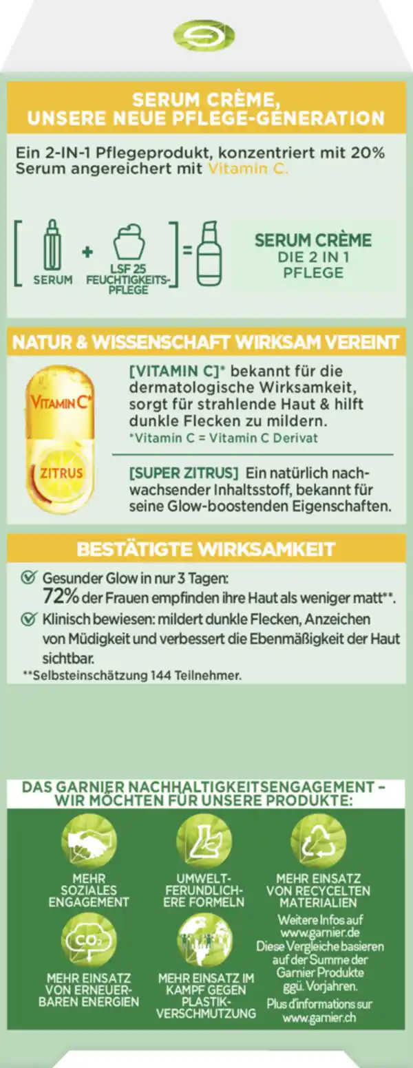 Bild 2 von Garnier SkinActive 2in1 Vitamin C Glow Booster Crème LSF 25, 50 ml