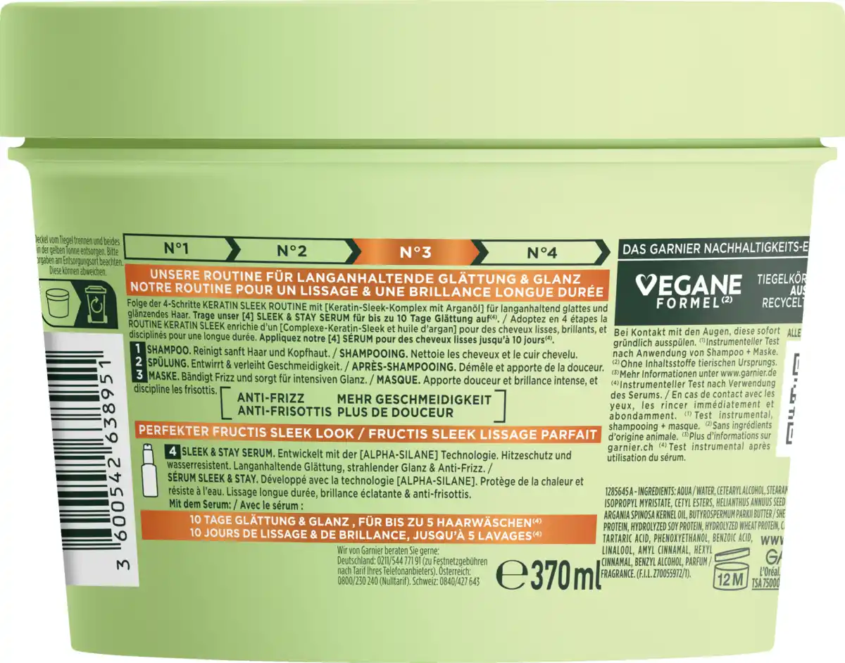 Bild 2 von Garnier Fructis Keratin Sleek Maske, 370 ml