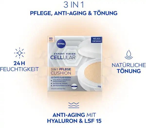 Bild 4 von NIVEA Expert Finish Cellular 3in1 Pflege Cushion 02 Mittel, 15 g