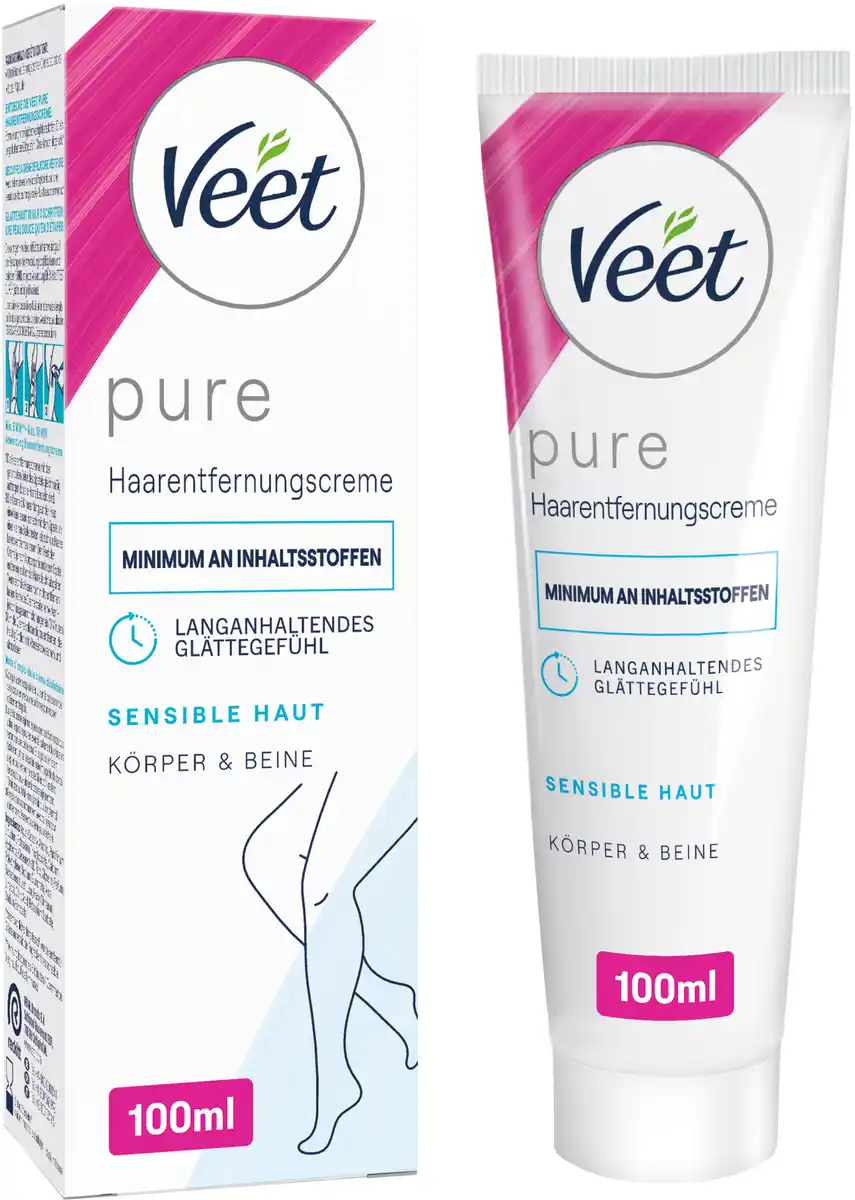 Bild 1 von Veet PURE Haarentfernungscreme Körper & Beine, sensible Haut, 100 ml