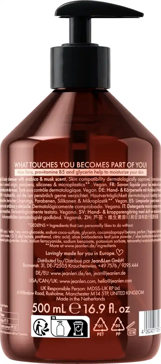 Bild 2 von Jean&Len Hand & Body Cleanser Arabica & Musk, 500 ml