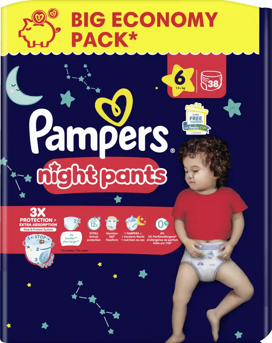 Bild 2 von Pampers Baby Dry Night Pants Gr. 6 Extra Large (13+ kg) Big Eco Pack 38 Stück