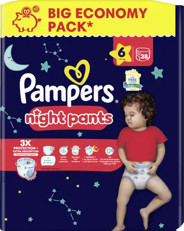 Bild 2 von Pampers Baby Dry Night Pants Gr. 6 Extra Large (13+ kg) Big Eco Pack 38 Stück