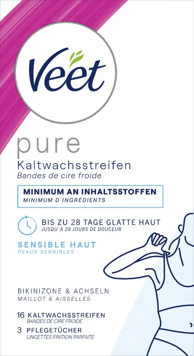 Bild 1 von Veet PURE Kaltwachstreifen Bikini & Achseln, sensible Haut