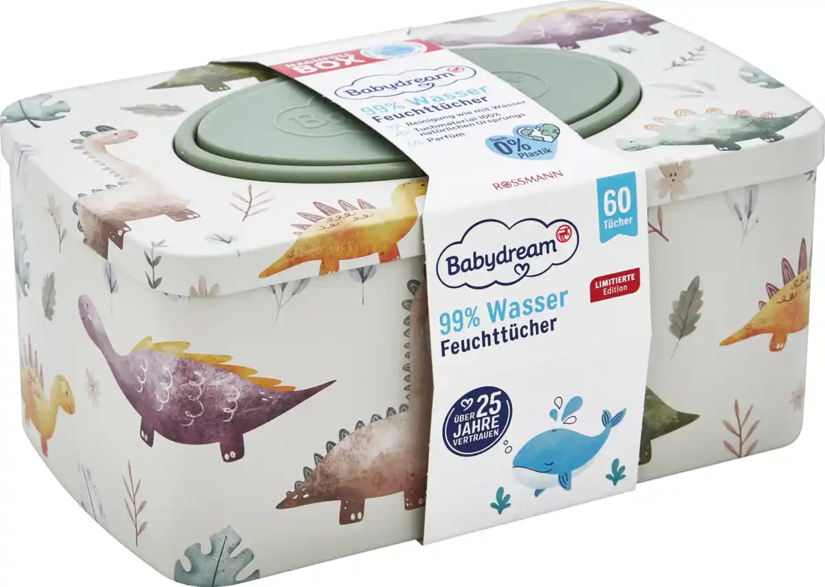 Bild 1 von Babydream Feuchttücher mit 99% Wasser LE Metallbox