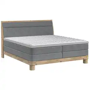 Valnatura Boxspringbett, Dunkelgrau, Textil, Eiche, massiv, H2, 7-Zonen, Höhe ca. 17,5 cm, 180x200 cm, Fsc, Reach, Made in EU, Federkernmatratze, Stoffauswahl, Topper durchgehend, in verschiedenen G