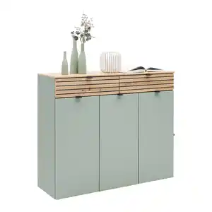 Kommode Bahia-M Grün/Eiche Artisan, Grün, Eiche Artisan
