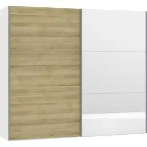 Jutzler Schwebetürenschrank, Weiß, Eiche, Holzwerkstoff, 3 Fächer, 252x220x65 cm, Typenauswahl, Beimöbel erhältlich, umfangreiches Zubehör in verschiedenen Holzarten Größen Holzdekoren indivi