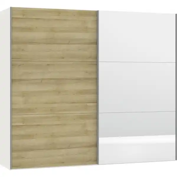 Bild 1 von Jutzler Schwebetürenschrank, Weiß, Eiche, Holzwerkstoff, 3 Fächer, 252x220x65 cm, Typenauswahl, Beimöbel erhältlich, umfangreiches Zubehör in verschiedenen Holzarten Größen Holzdekoren indivi