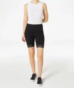 Radlerhose mit Spitze am Saum, schwarz