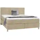 Bild 1 von Voleo Boxspringbett, Beige, Textil, H3, Höhe ca. 19 cm, 160x200 cm, Über- und Sondergrößen erhältlich, gepolstertes Kopfteil, Federkernmatratze, Stoffauswahl, Topper durchgehend, in verschiedene