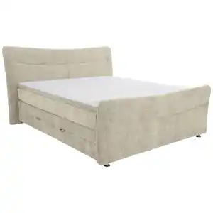 Esposa Boxspringbett, Beige, Textil, H2, Höhe ca. 18 cm, 160x200 cm, Bettkasten, Topper durchgehend, Matratze in verschiedenen Härtegraden erhältlich, Schlafzimmer, Betten, Doppelbetten