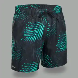 Boardshorts Herren 100 15" Palm schwarz/türkis
