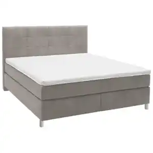 Voleo Boxspringbett, Greige, Textil, H2 + H3, 7-Zonen, Höhe ca. 18 cm, 160x200 cm, Über- und Sondergrößen erhältlich, Stoffauswahl, Topper durchgehend, in verschiedenen Größen Partnermatratze