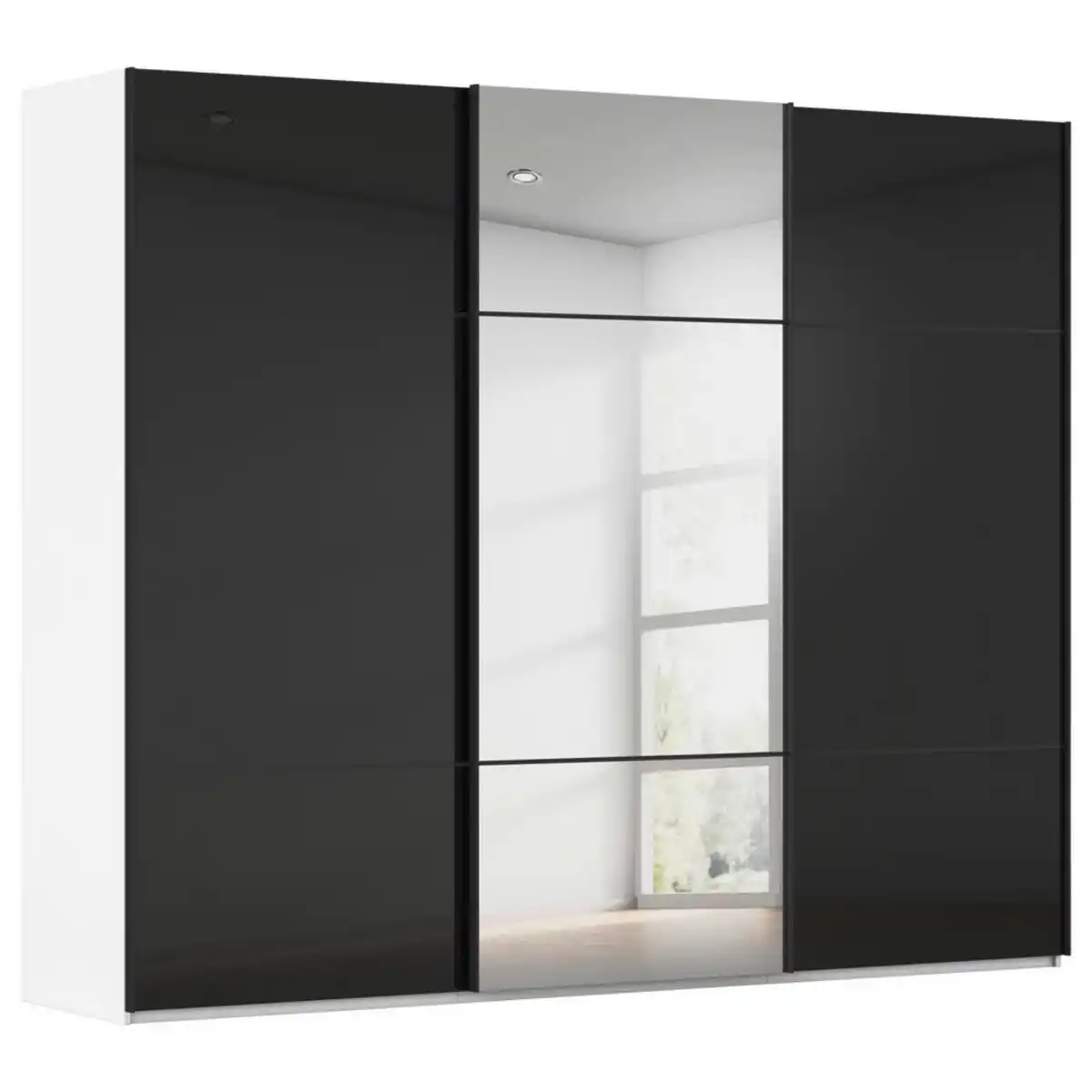 Bild 1 von Novel Schwebetürenschrank Covalo, Schwarz, Weiß, Metall, 9 Fächer, 242x223x68 cm, Blauer Engel, Goldenes M, BQ - Bündnis für Qualität, Made in Germany, Typenauswahl, umfangreiches Zubehör erh