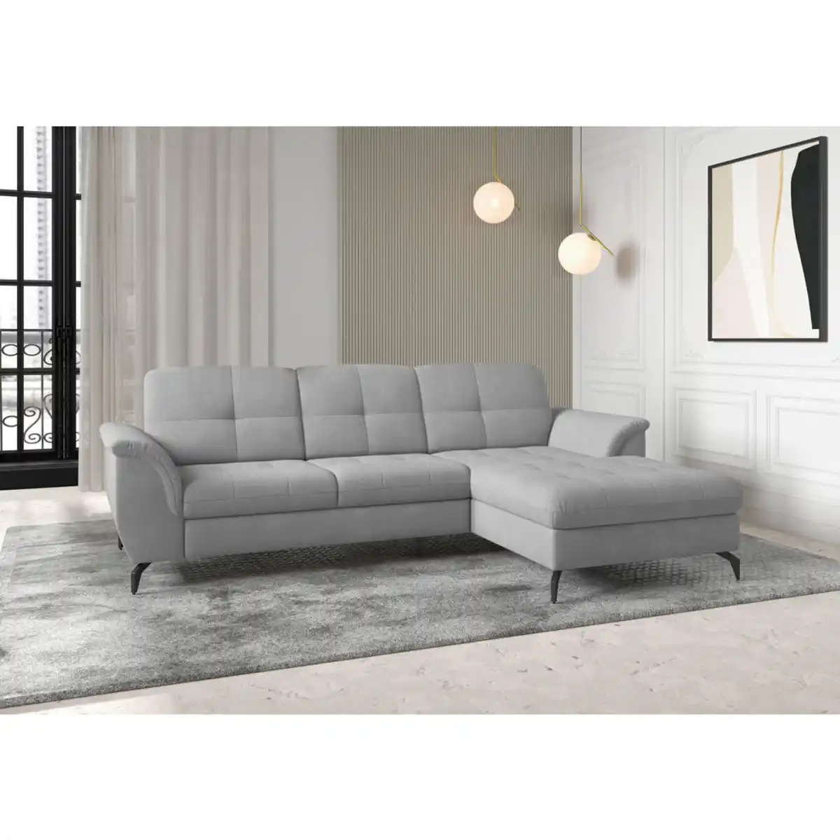 Bild 1 von Sit & More Ecksofa Zora E, Grau, Textil, 4,5-Sitzer, Ottomane rechts, L-Form, 262x164 cm, Goldenes M, Oeko-Tex® Standard 100, Made in Europe, DGM-Klimapakt, Schlafen auf Sitzhöhe, Rücken echt, Arm