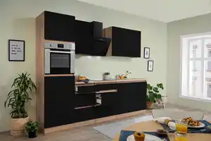 Küchenblock Premium Schwarz/Eiche B: ca. 270 cm, Eichefarben