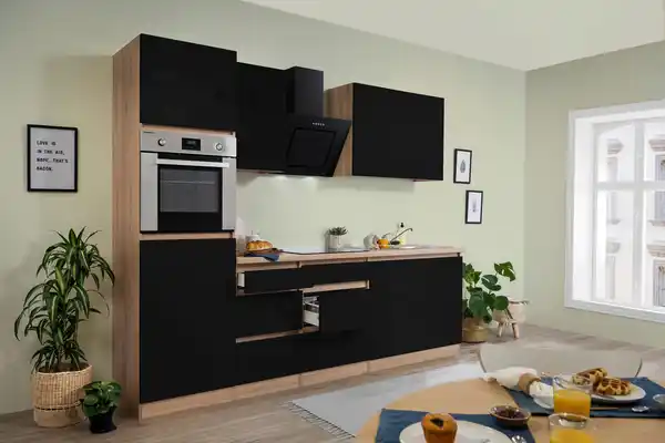 Bild 1 von Küchenblock Premium Schwarz/Eiche B: ca. 270 cm, Eichefarben