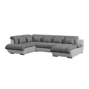 Mid.you Wohnlandschaft, Hellgrau, Dunkelgrau, Textil, 7-Sitzer, U-Form, 345x228 cm, Stoffauswahl, seitenverkehrt erhältlich, Hocker Rücken echt, Wohnzimmer, Sofas & Couches, Wohnlandschaften, Wohnl