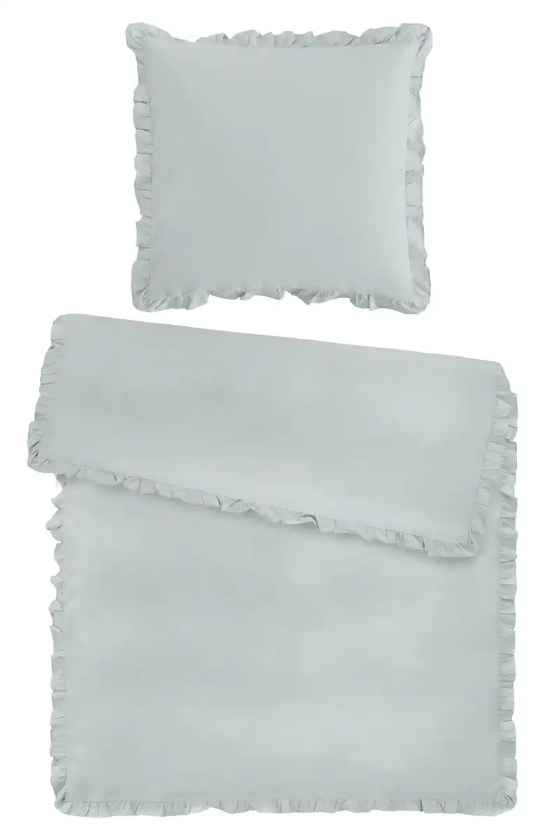 Bild 1 von Bettwäsche Rüschen Salbeigrün ca. 135x200cm, Salbeigrün