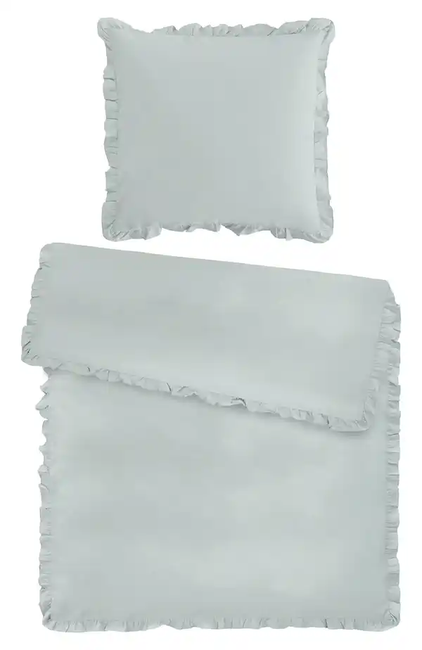 Bild 1 von Bettwäsche Rüschen Salbeigrün ca. 135x200cm, Salbeigrün