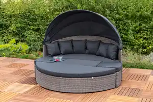 Gartenmuschel Riva Metall/ Kunststoff/Textil verstellbar, Grau, Dunkelgrau
