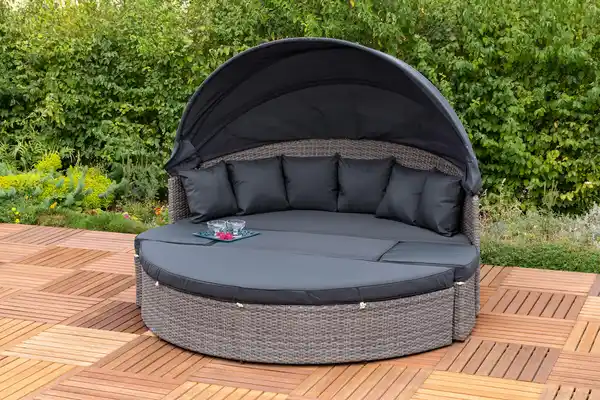 Bild 1 von Gartenmuschel Riva Metall/ Kunststoff/Textil verstellbar, Grau, Dunkelgrau