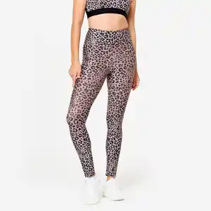 Leggings Damen hoher Taillenbund - Leopardenprint beige