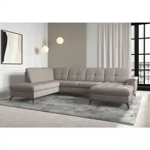 Sit & More Wohnlandschaft Zora E, Taupe, Textil, 7,5-Sitzer, Ottomane links, U-Form, 319x212 cm, Goldenes M, Oeko-Tex® Standard 100, Made in Europe, DGM-Klimapakt, Rücken echt, Armteil rechts, Wohn