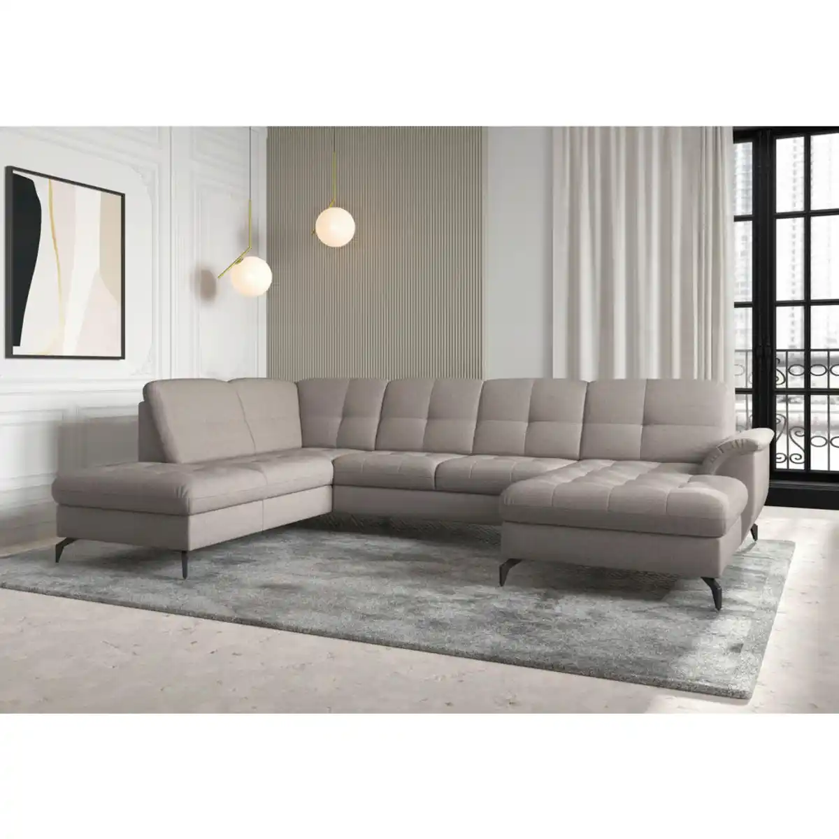 Bild 1 von Sit & More Wohnlandschaft Zora E, Taupe, Textil, 7,5-Sitzer, Ottomane links, U-Form, 319x212 cm, Goldenes M, Oeko-Tex® Standard 100, Made in Europe, DGM-Klimapakt, Rücken echt, Armteil rechts, Wohn