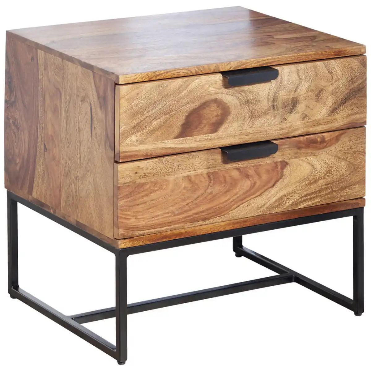 Bild 1 von Mid.you Nachttisch, Sheesham, Metall, Sheesham, massiv, 2 Schubladen, rechteckig, eckig, 50x51x40 cm, Stauraum, Wohnzimmer, Wohnzimmertische, Beistelltische