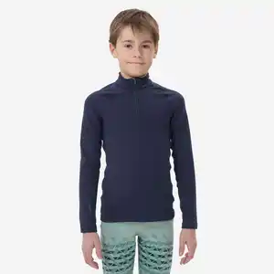 Skiunterhemd Kinder warm 1/2-Reissverschluss - BL500 blau