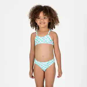Bikini-Set Surfen Mädchen gekreuzte Träger Boni grün/weiß