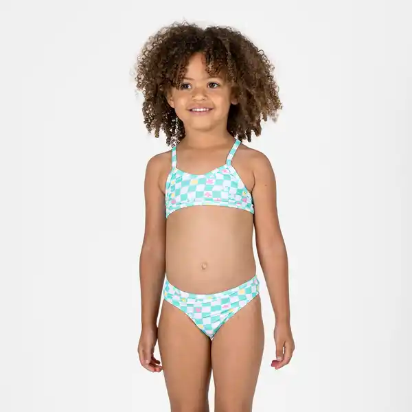 Bild 1 von Bikini-Set Surfen Mädchen gekreuzte Träger Boni grün/weiß