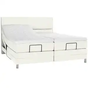 Voleo Boxspringbett, Weiß, Textil, H2 + H3, 7-Zonen, Höhe ca. 19 cm, 180x200 cm, Über- und Sondergrößen erhältlich, gepolstertes Kopfteil, Stoffauswahl, Topper geteilt, in verschiedenen Größe