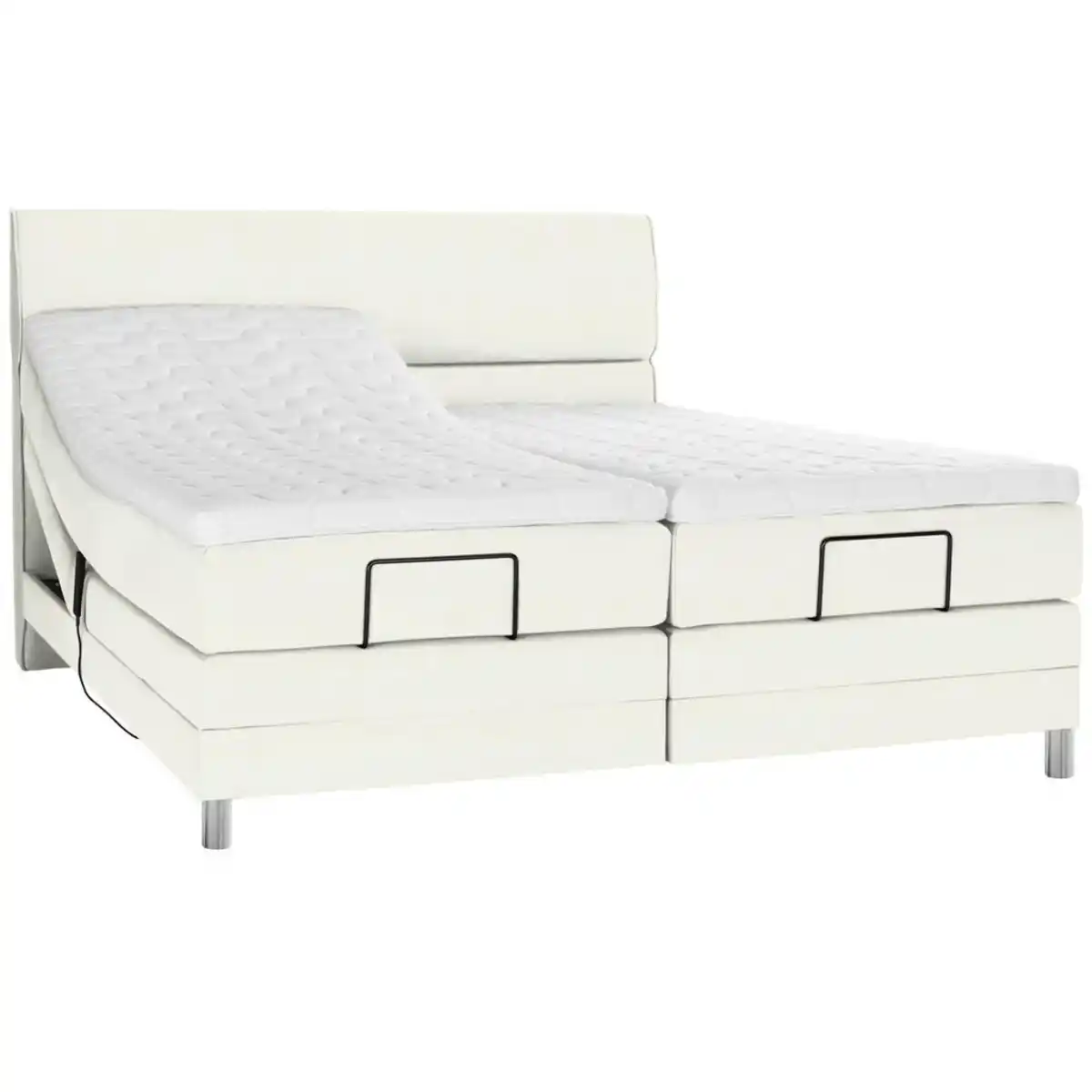 Bild 1 von Voleo Boxspringbett, Weiß, Textil, H2 + H3, 7-Zonen, Höhe ca. 19 cm, 180x200 cm, Über- und Sondergrößen erhältlich, gepolstertes Kopfteil, Stoffauswahl, Topper geteilt, in verschiedenen Größe