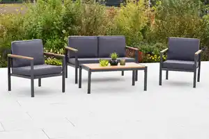 GARTENSET KAVOS, Graphitfarben, Grau, Naturfarben