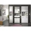 Bild 1 von Mid.you Badezimmer, Weiß Hochglanz, Kunststoff, 5-teilig, 7 Fächer, 2 Schubladen, 171 cm, FSC Mix, stehend, Spiegel mit Ablage, Badezimmer, Badmöbelsets & Badmöbelserien, Badmöbel-Sets