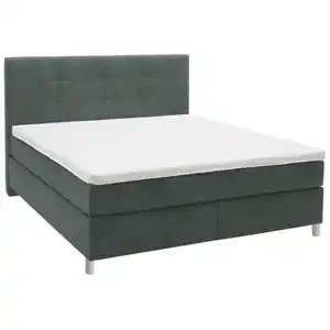 Voleo Boxspringbett, Grün, Textil, H2 + H3, 7-Zonen, Höhe ca. 18 cm, 180x200 cm, Über- und Sondergrößen erhältlich, gepolstertes Kopfteil, Stoffauswahl, Topper durchgehend, in verschiedenen Gr