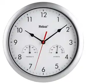 MEBUS Wanduhr mit Klimastation