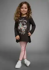 KIDSWORLD Longshirt & Leggings für kleine Mädchen (Set, 2-tlg) mit Glitzerdetails