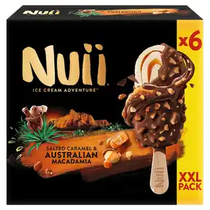 NUII Mix XXL Stieleis 6 x 90 ml, Salted Caramel & Australian Macadamia