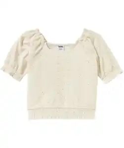 Bluse mit Lochmuster, creme