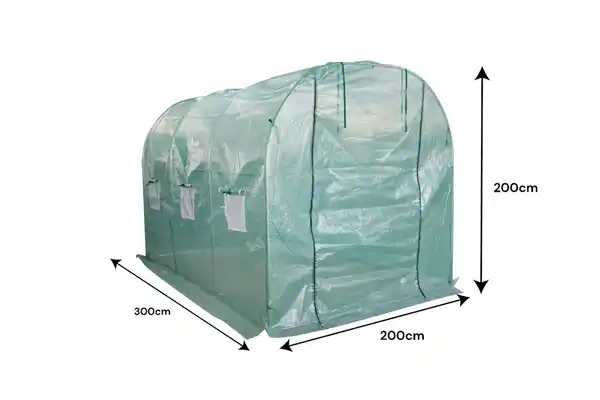 Bild 3 von Foliengewächshaus,Tomatengewächshaus,Tunnelgewächshaus mit 6 Fenstern und einer Tür ca.300x200x200cm