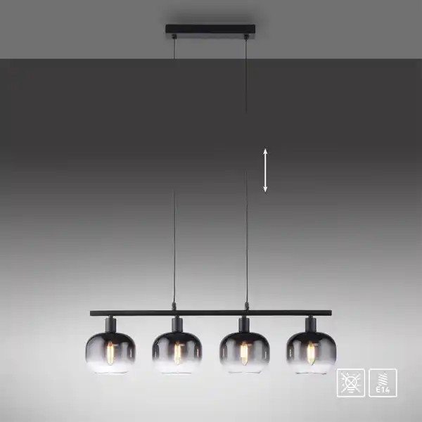 Bild 1 von Pendelleuchte ZEA, 4x E14/25 Watt max., höhenverstellbar, Schwarz