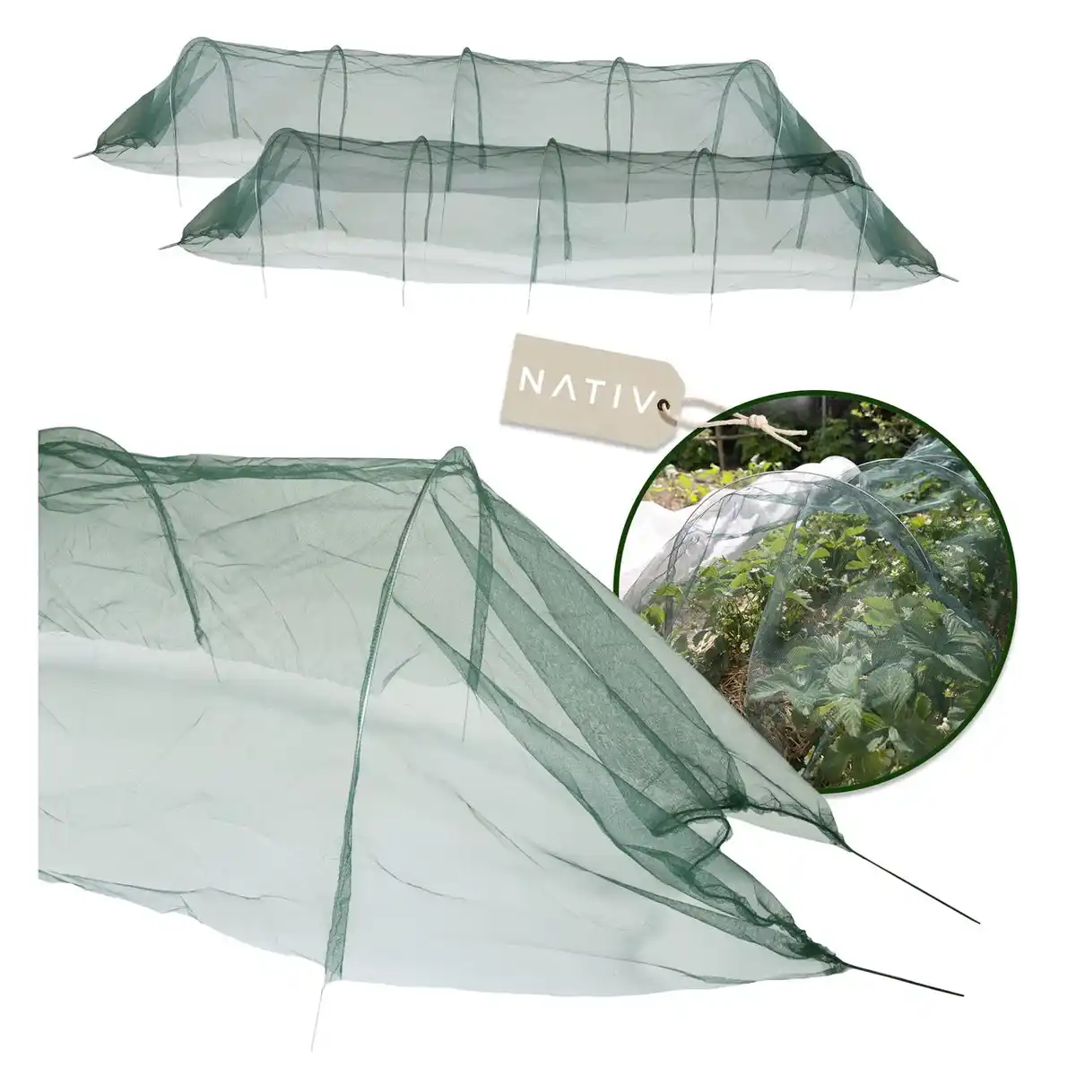 Bild 1 von Pflanztunnel 2er Set mit Metallbögen, Gartentunnel 250x60x55cm, Netztunnel